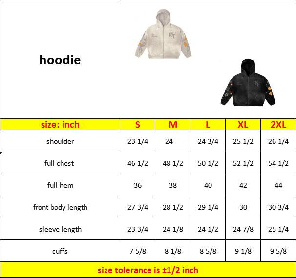 size details for hoodie