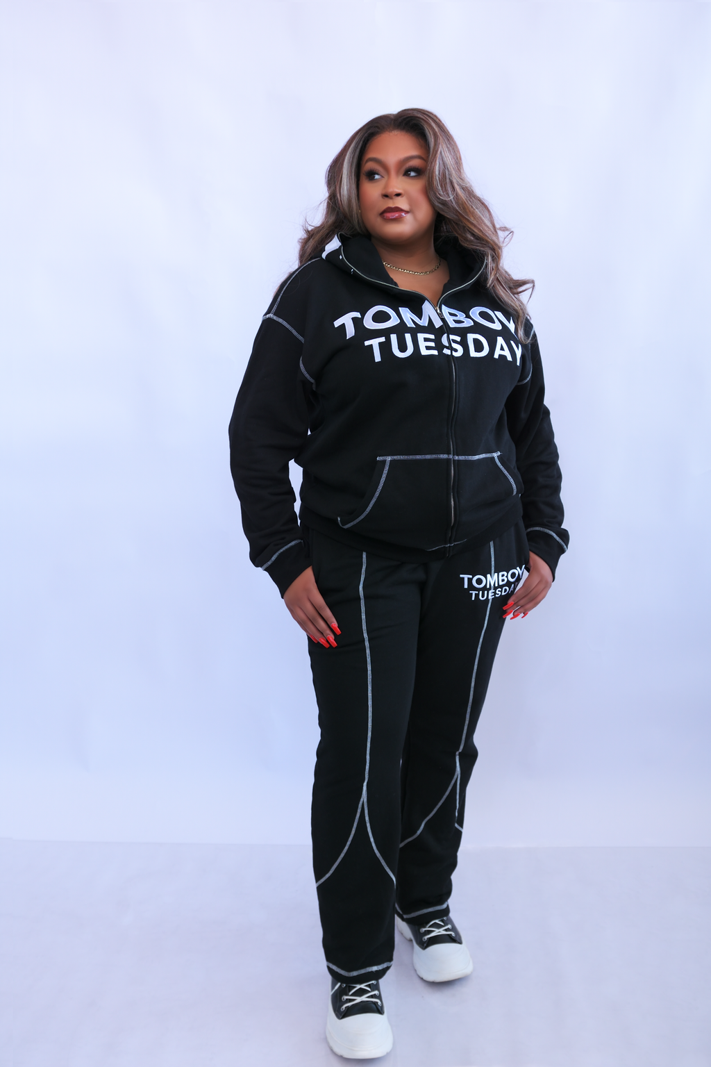 black fleece sweatsuit