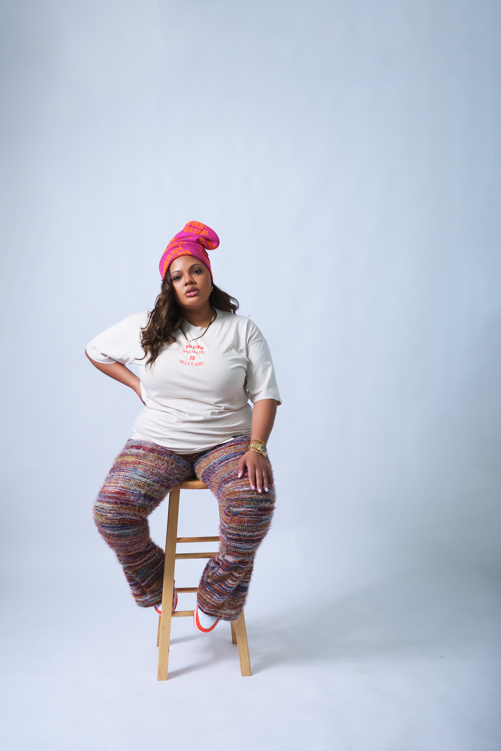 Black colorful monogram silk scarf featuring the double t Tomboy Tuesday logo